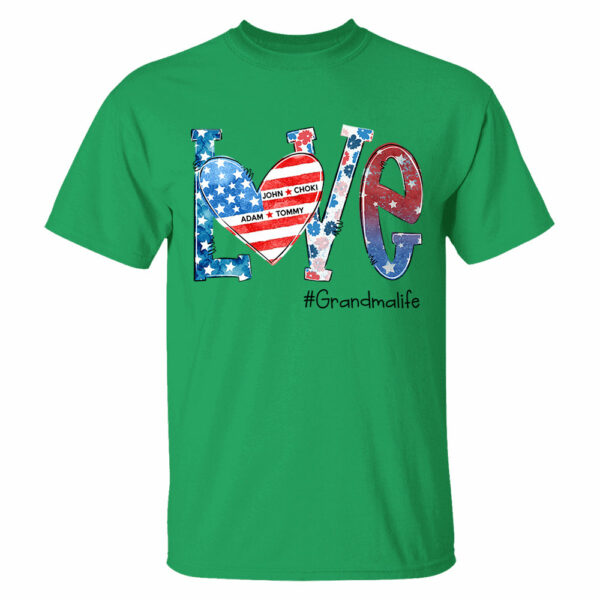 Love Grandmalife 4th of July Shirt, Custom Kids Names, Personalized Shirt - Image 8
