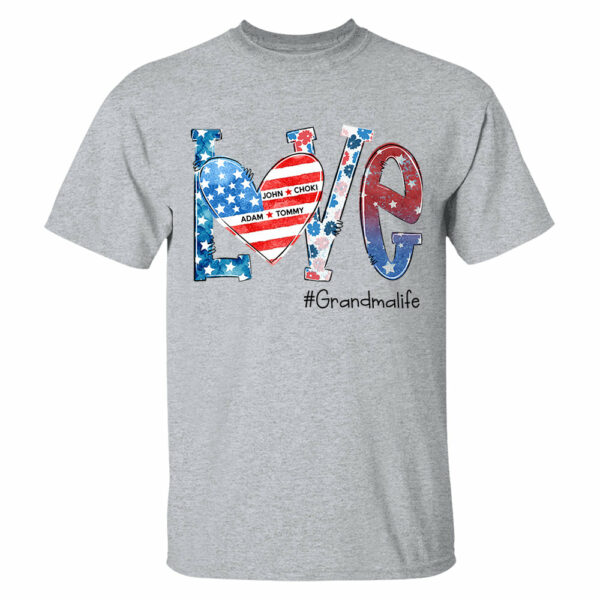 Love Grandmalife 4th of July Shirt, Custom Kids Names, Personalized Shirt - Image 2