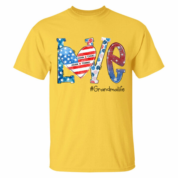 Love Grandmalife 4th of July Shirt, Custom Kids Names, Personalized Shirt - Image 5