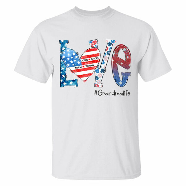 Love Grandmalife 4th of July Shirt, Custom Kids Names, Personalized Shirt - Image 13