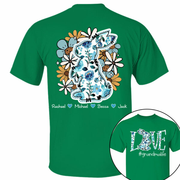 Love Grandmalife Easter Bunny Flower And Kids T-Shirt, Personalized Grandma Shirt, Custom Gift For Nickname and Kids Names T1807 - Image 13