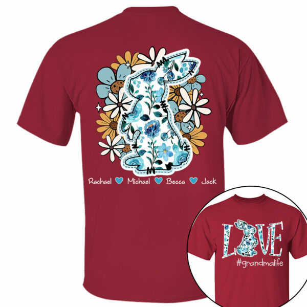 Love Grandmalife Easter Bunny Flower And Kids T-Shirt, Personalized Grandma Shirt, Custom Gift For Nickname and Kids Names T1807 - Image 10