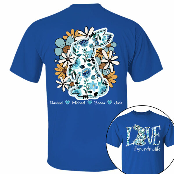 Love Grandmalife Easter Bunny Flower And Kids T-Shirt, Personalized Grandma Shirt, Custom Gift For Nickname and Kids Names T1807 - Image 11