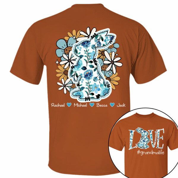 Love Grandmalife Easter Bunny Flower And Kids T-Shirt, Personalized Grandma Shirt, Custom Gift For Nickname and Kids Names T1807 - Image 8