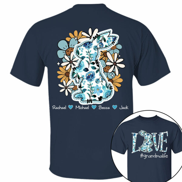 Love Grandmalife Easter Bunny Flower And Kids T-Shirt, Personalized Grandma Shirt, Custom Gift For Nickname and Kids Names T1807 - Image 12
