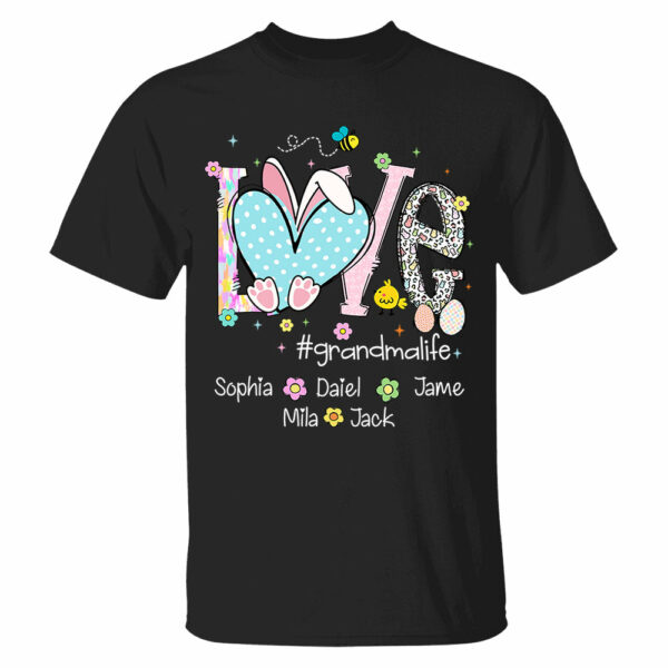 Love Grandmalife Easter Bunny Gift For Family, Custom Grandma And Grandkids T-Shirt T1807 - Image 4
