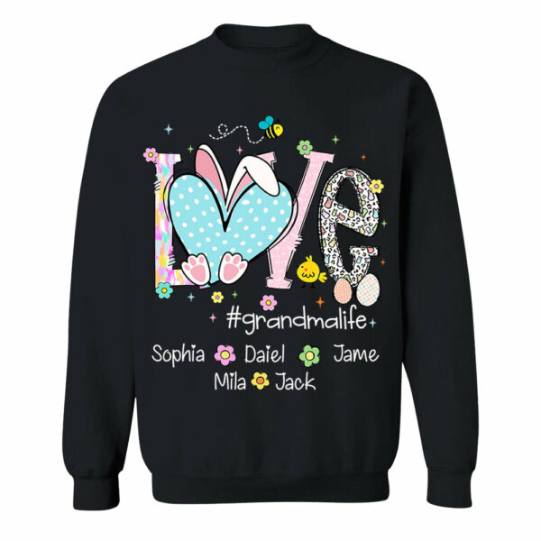 Love Grandmalife Easter Bunny Gift For Family, Custom Grandma And Grandkids T-Shirt T1807 - Image 8