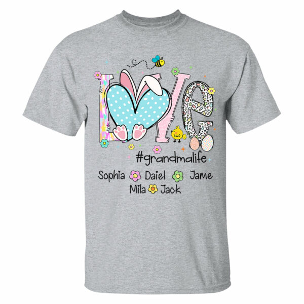 Love Grandmalife Easter Bunny Gift For Family, Custom Grandma And Grandkids T-Shirt T1807 - Image 3