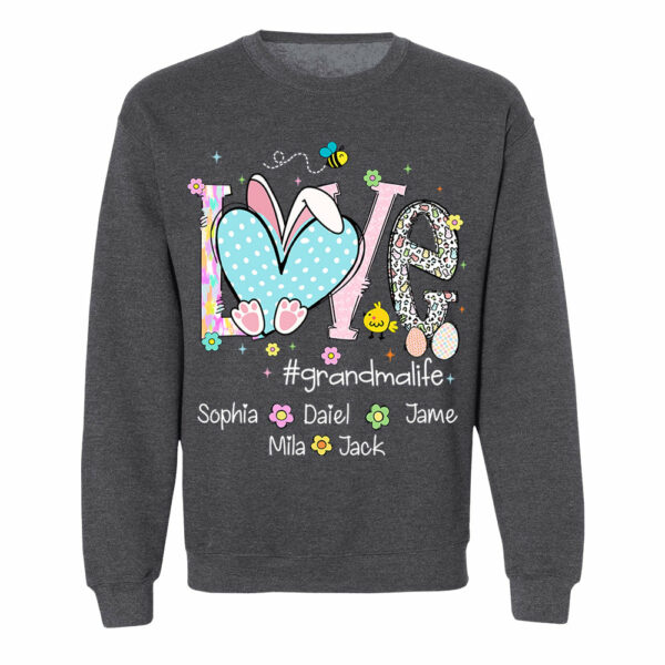 Love Grandmalife Easter Bunny Gift For Family, Custom Grandma And Grandkids T-Shirt T1807 - Image 9