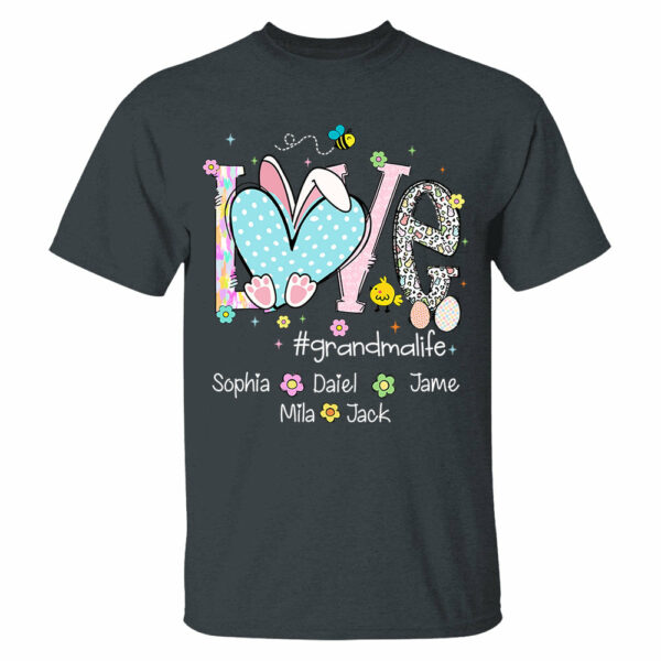 Love Grandmalife Easter Bunny Gift For Family, Custom Grandma And Grandkids T-Shirt T1807 - Image 5