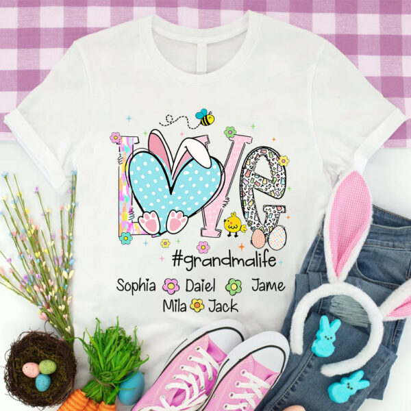 Love Grandmalife Easter Bunny Gift For Family, Custom Grandma And Grandkids T-Shirt T1807