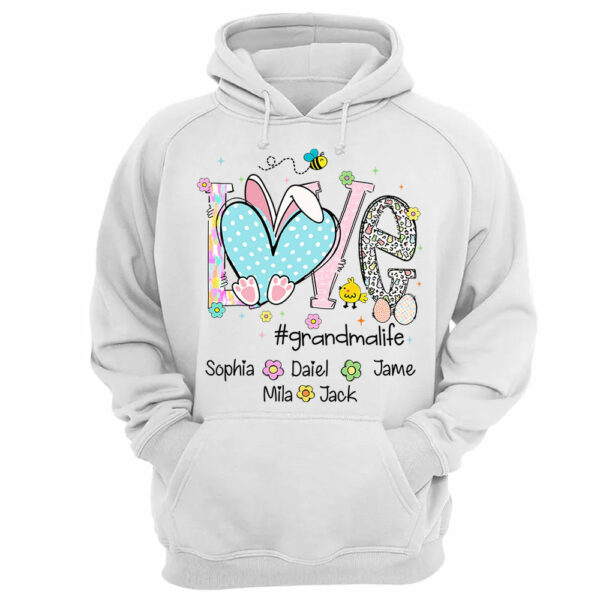 Love Grandmalife Easter Bunny Gift For Family, Custom Grandma And Grandkids T-Shirt T1807 - Image 10