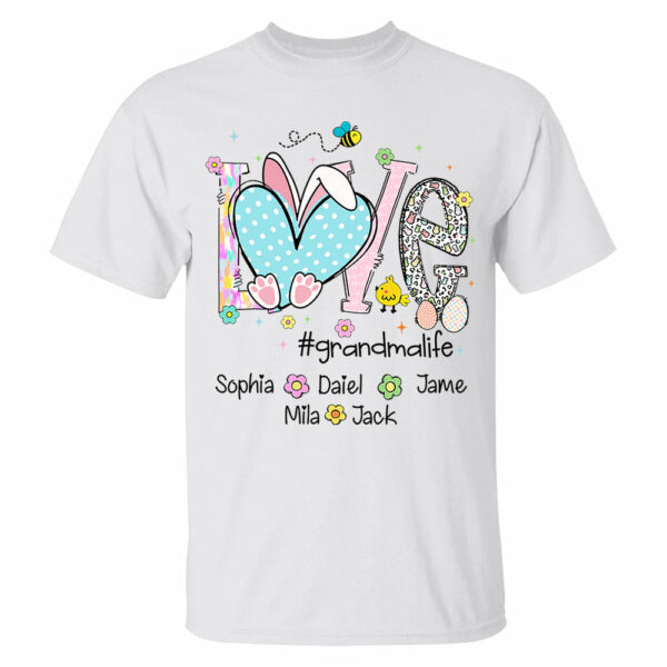 Love Grandmalife Easter Bunny Gift For Family, Custom Grandma And Grandkids T-Shirt T1807 - Image 2