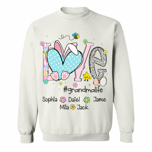 Love Grandmalife Easter Bunny Gift For Family, Custom Grandma And Grandkids T-Shirt T1807 - Image 6