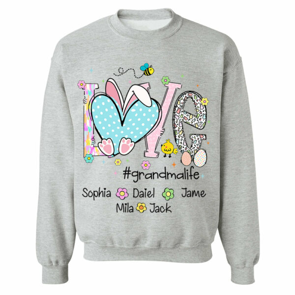 Love Grandmalife Easter Bunny Gift For Family, Custom Grandma And Grandkids T-Shirt T1807 - Image 7