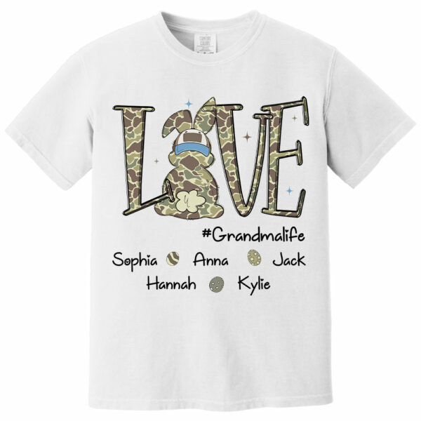 Love Grandmalife Easter Bunny T-Shirt, Custom Custom Gift For Nickname and Kids Names T1807 - Image 5