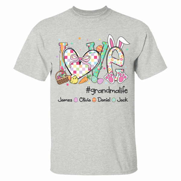 Love Grandmalife Easter Gift For Family, Custom Grandma And Grandkids T-Shirt T1807 - Image 4