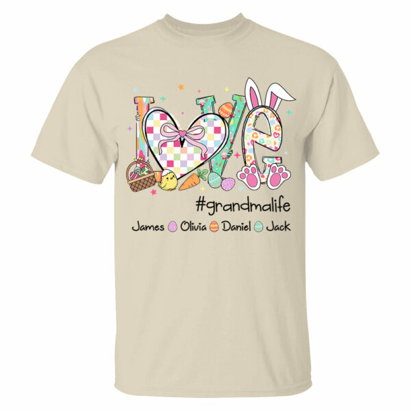 Love Grandmalife Easter Gift For Family, Custom Grandma And Grandkids T-Shirt T1807 - Image 5