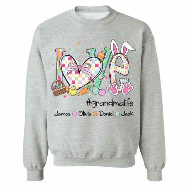 Love Grandmalife Easter Gift For Family, Custom Grandma And Grandkids T-Shirt T1807 - Image 9