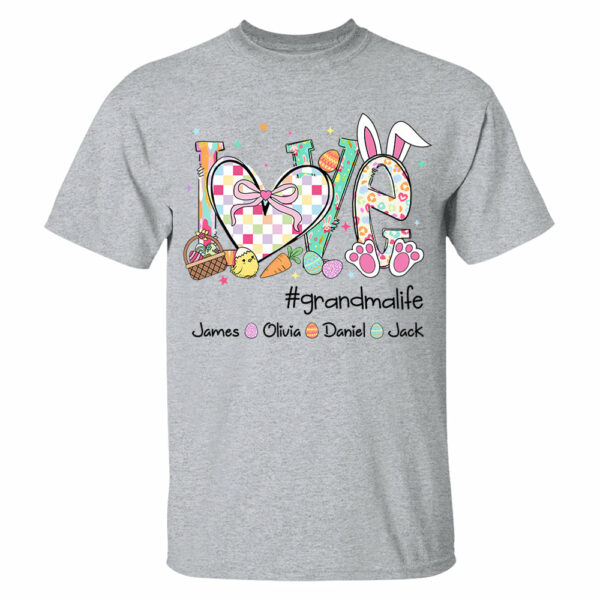 Love Grandmalife Easter Gift For Family, Custom Grandma And Grandkids T-Shirt T1807 - Image 3
