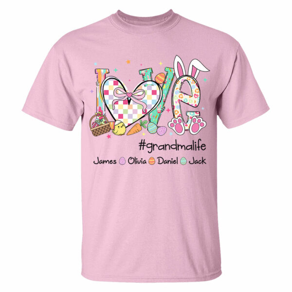 Love Grandmalife Easter Gift For Family, Custom Grandma And Grandkids T-Shirt T1807 - Image 7