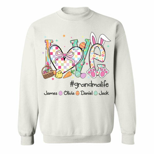 Love Grandmalife Easter Gift For Family, Custom Grandma And Grandkids T-Shirt T1807 - Image 8