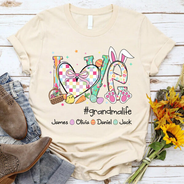 Love Grandmalife Easter Gift For Family, Custom Grandma And Grandkids T-Shirt T1807