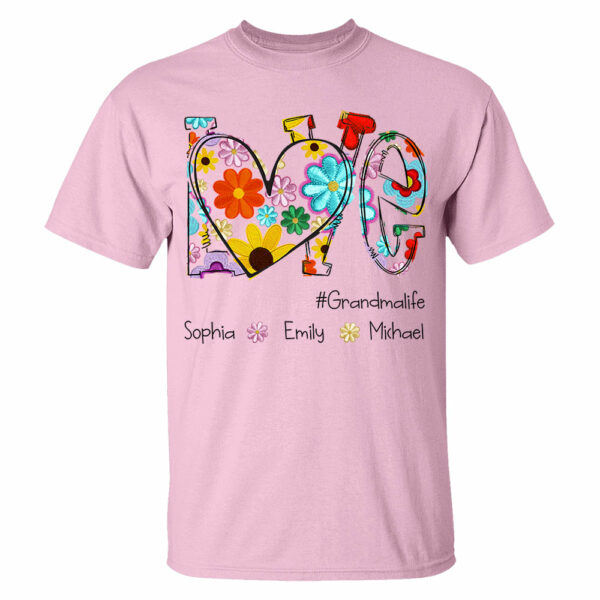 Love Grandmalife Spring Floral And Grandkids Mother's Day T-Shirt - Image 4