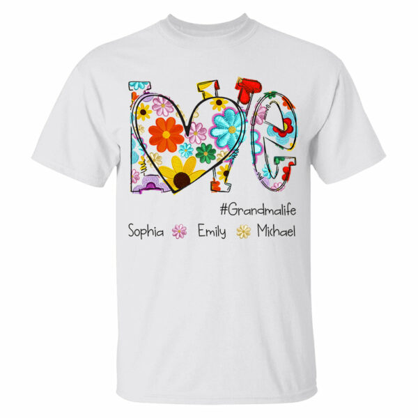 Love Grandmalife Spring Floral And Grandkids Mother's Day T-Shirt - Image 2