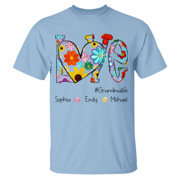 Love Grandmalife Spring Floral And Grandkids Mother's Day T-Shirt - Image 5