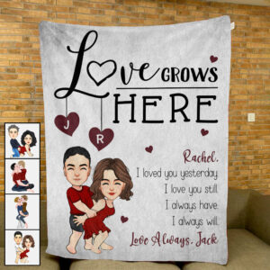 Love Grows Here Couples - Personalized Blanket For Couple
