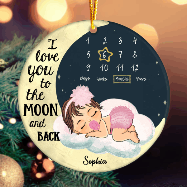 Love You To The Moon ... And Back Personalized Babyâ€™s First Christmas Ornament - TT01 - Image 2
