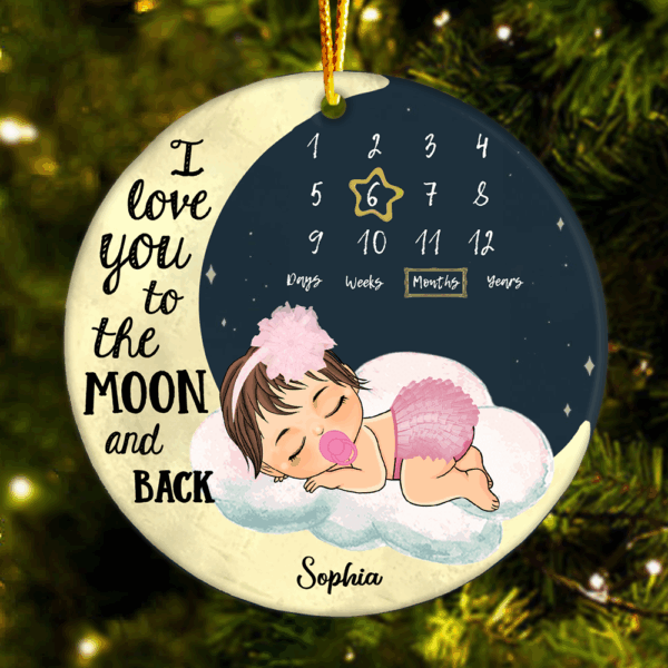 Love You To The Moon ... And Back Personalized Babyâ€™s First Christmas Ornament - TT01 - Image 3