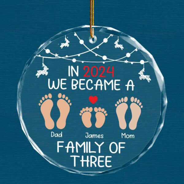 Luxury Baby First Christmas Glass Ornament 2024 - Family of Three Christmas Ornament - First Time Mom, Dad, Mommy, Daddy Gifts - Pregnancy, Newborn Gifts - Image 3