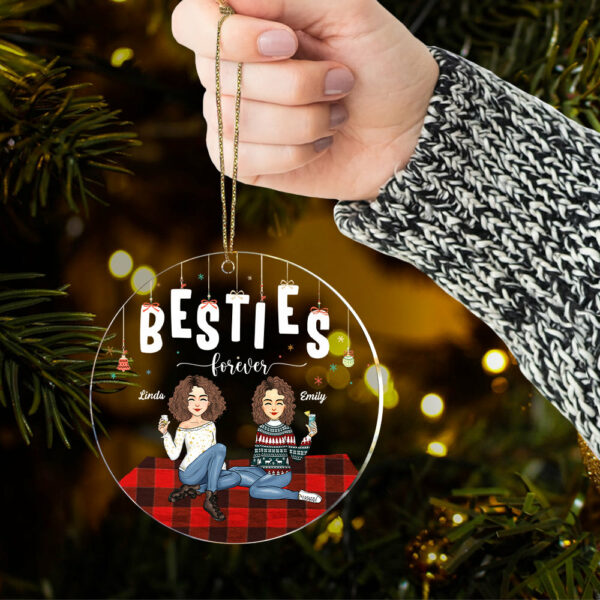 Luxury Ornament Besties Forever - Personalized Acrylic Ornament Gift For Besties, Best Friends - Image 2