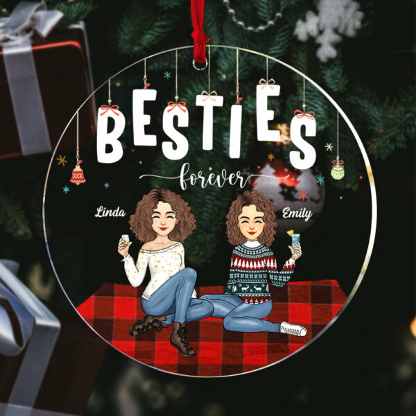 Luxury Ornament Besties Forever - Personalized Acrylic Ornament Gift For Besties, Best Friends - Image 3