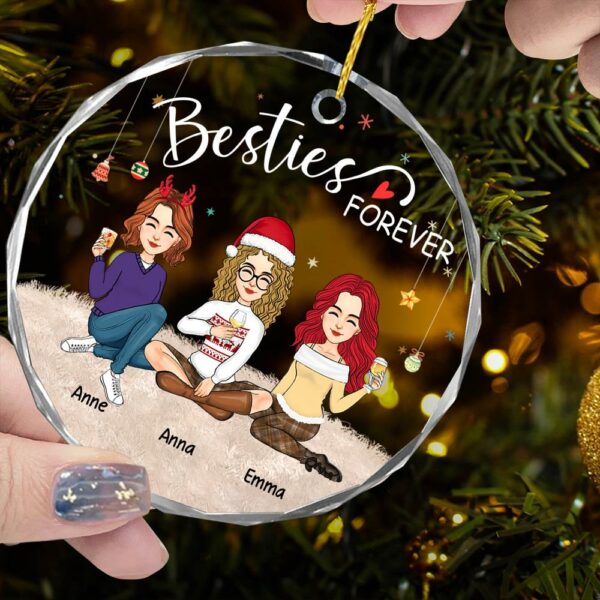 Luxury Ornament Besties Forever - Personalized Glass Ornament Christmas Gift For Best Friends, BFF, Sisters - Image 6