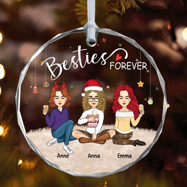 Luxury Ornament Besties Forever - Personalized Glass Ornament Christmas Gift For Best Friends, BFF, Sisters - Image 2