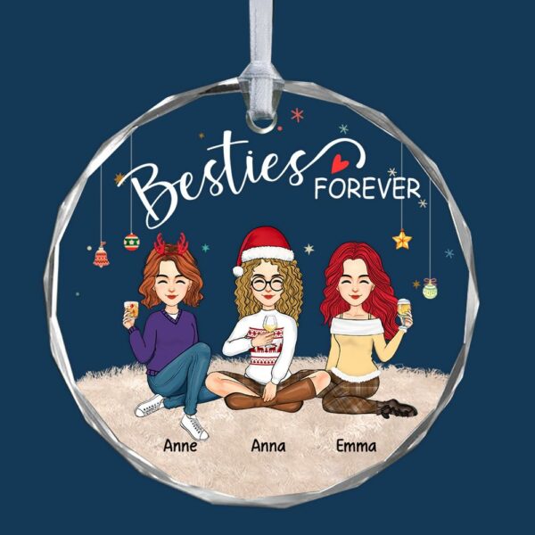 Luxury Ornament Besties Forever - Personalized Glass Ornament Christmas Gift For Best Friends, BFF, Sisters - Image 4
