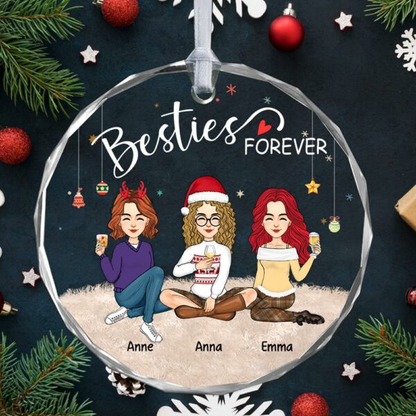 Luxury Ornament Besties Forever - Personalized Glass Ornament Christmas Gift For Best Friends, BFF, Sisters - Image 3