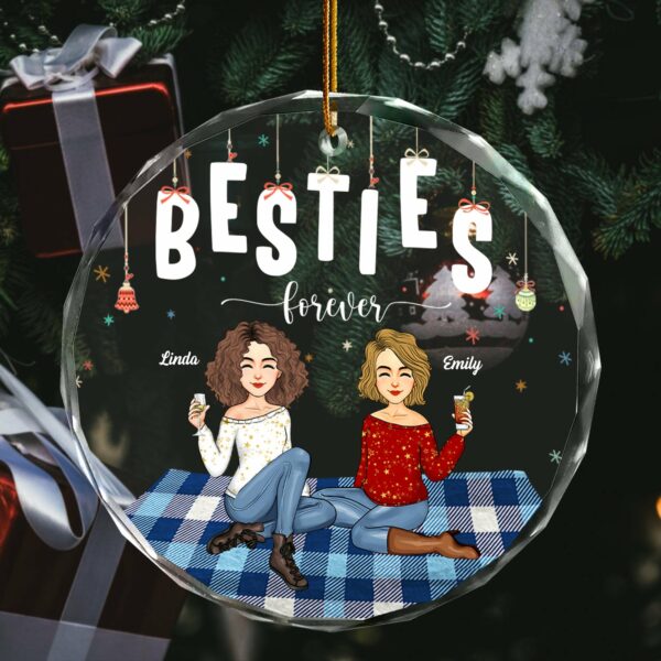 Luxury Ornament Besties Forever - Personalized Glass Ornament Gift For Besties, Best Friends - Image 2