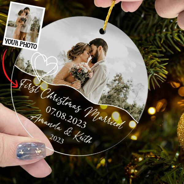 Luxury Ornament First Christmas Married - Married Photo Ornament - First Christmas Married Gift - Image 5