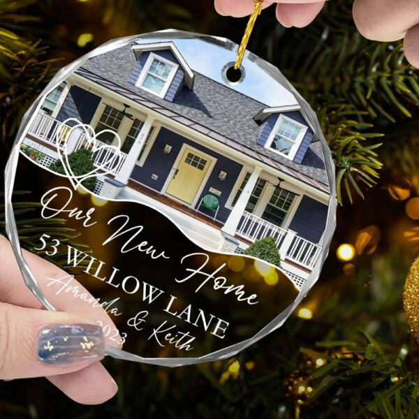 Luxury Ornament New Home Photo, Custom House Address Ornament, Housewarming Gift, Realtor Client Gift, Couples Home Personalized Glass Ornament - Image 11