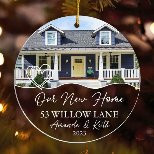 Luxury Ornament New Home Photo, Custom House Address Ornament, Housewarming Gift, Realtor Client Gift, Couples Home Personalized Glass Ornament - Image 4