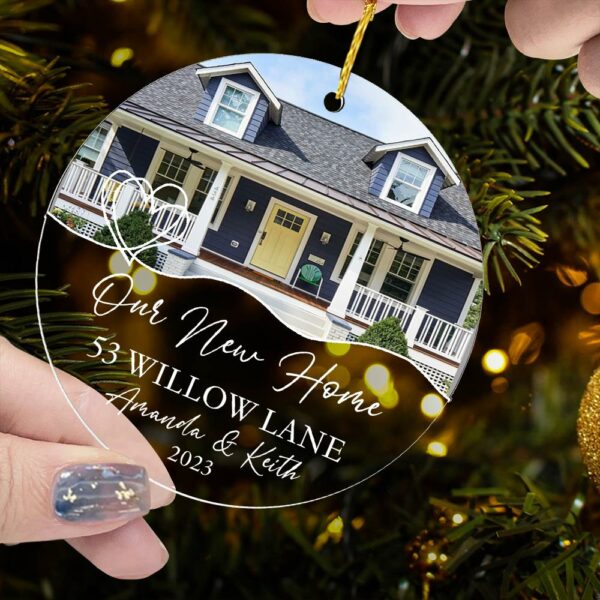Luxury Ornament New Home Photo, Custom House Address Ornament, Housewarming Gift, Realtor Client Gift, Couples Home Personalized Glass Ornament - Image 12