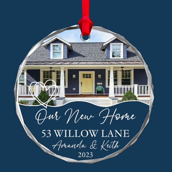 Luxury Ornament New Home Photo, Custom House Address Ornament, Housewarming Gift, Realtor Client Gift, Couples Home Personalized Glass Ornament - Image 7