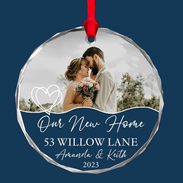 Luxury Ornament New Home Photo, Custom House Address Ornament, Housewarming Gift, Realtor Client Gift, Couples Home Personalized Glass Ornament vr2 - Image 7