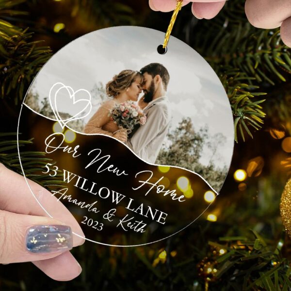Luxury Ornament New Home Photo, Custom House Address Ornament, Housewarming Gift, Realtor Client Gift, Couples Home Personalized Glass Ornament vr2 - Image 12