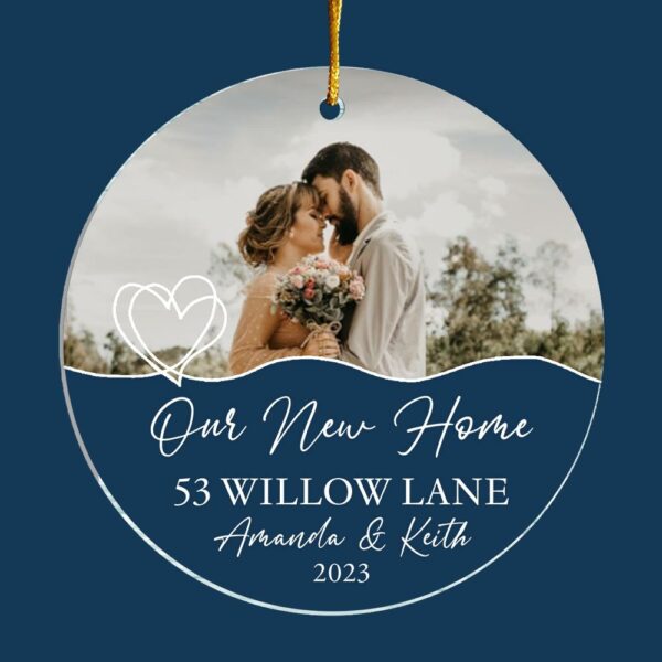Luxury Ornament New Home Photo, Custom House Address Ornament, Housewarming Gift, Realtor Client Gift, Couples Home Personalized Glass Ornament vr2 - Image 8