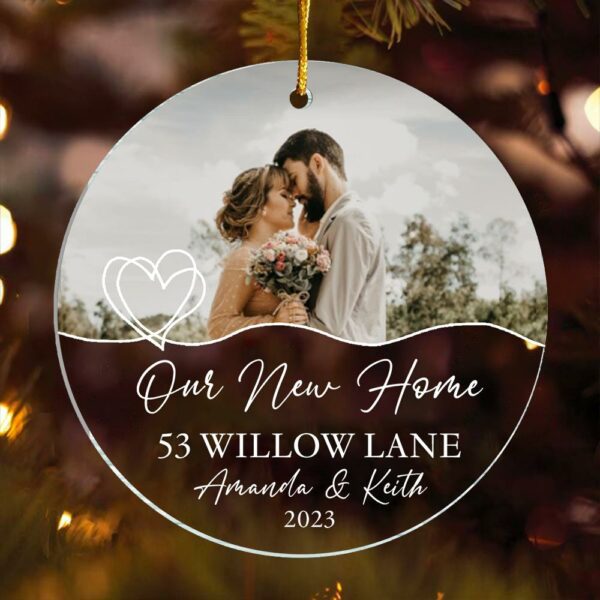 Luxury Ornament New Home Photo, Custom House Address Ornament, Housewarming Gift, Realtor Client Gift, Couples Home Personalized Glass Ornament vr2 - Image 4